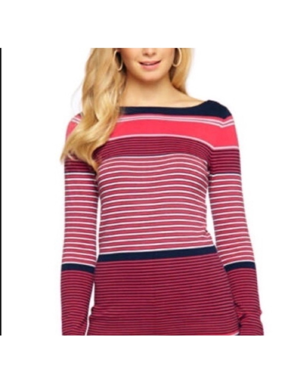 Lilly Pulitzer Pink and Navy Striped Boatneck Sweater